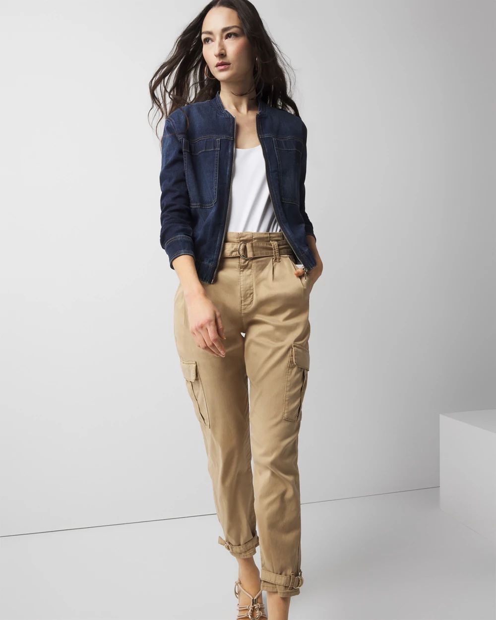 Petite Denim Bomber Jacket | White House Black Market